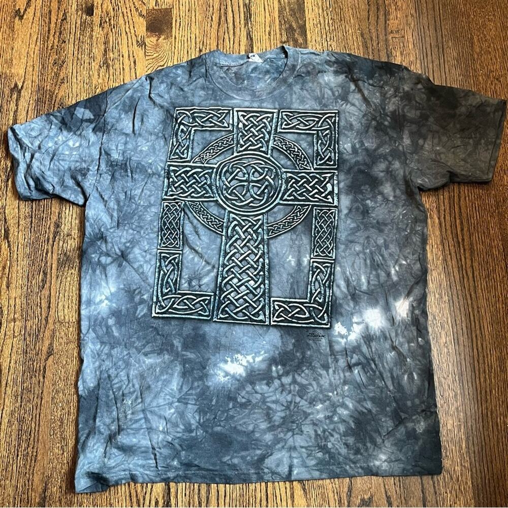 Cross T Shirt Short Sleeve Black Tie Dye The Mountain Vintage Y2K Grunge 3XL